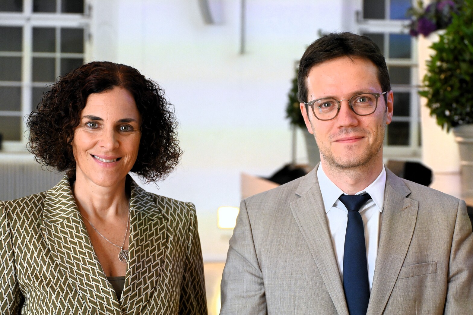 Medienethikerin Claudia Paganini und Hochschulwochen-Obmann Martin Dürnberger am 6. August in der Großen Aula